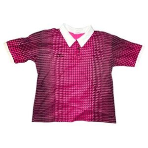Score Short Sleeve Snap Button Soccer Shirt Hot Pink Black And White Trim Size L